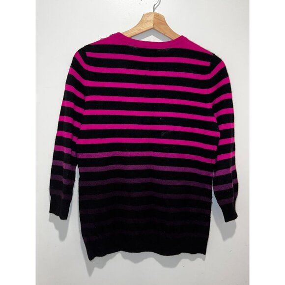 C by Bloomingdale's Cashmere Striped 3/4 Sleeve Pullover Women's Sweater  Medum - Picture 5 of 9
